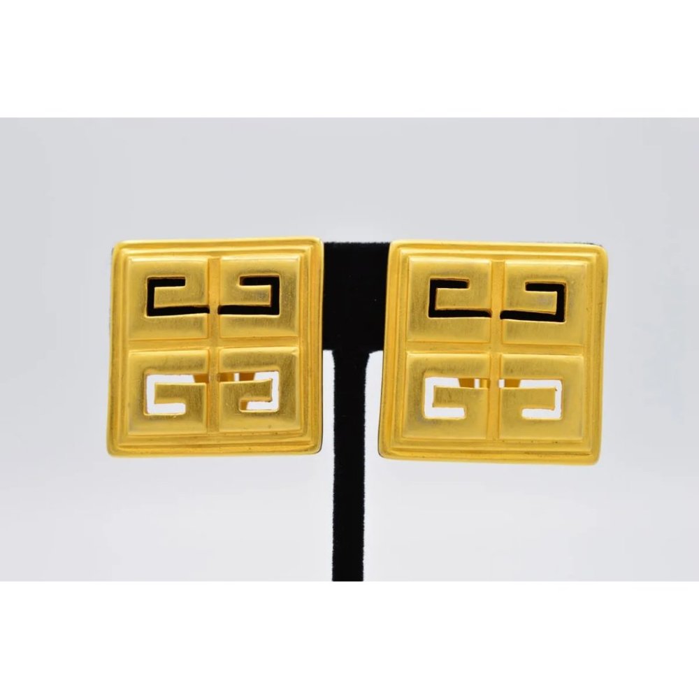 AUTHENTIC GIVENCHY LOGO VINTAGE CLIP ON EARRINGS